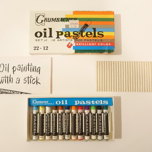 Set of 12 Grumbacher Oil Pastels Vintage JAPAN lots of life left - Picture 3 of 5